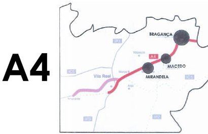 Mapa representativo da A4, futura Auto-Estrada Transmontana